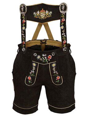 Women’s Authentic Suede Lederhosen Black  Oktoberfest Style Outfit